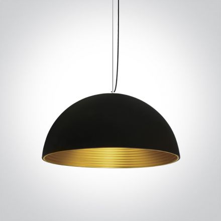 One Light Κρεμαστό Φωτιστικό Bowl Shade LED E27 Αλουμίνιο Μαύρο 63022A