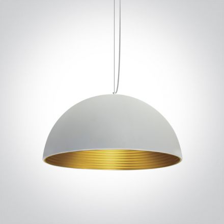 One Light Κρεμαστό Φωτιστικό Bowl Shade LED E27 Αλουμίνιο Λευκό 63022A
