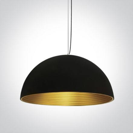 One Light Κρεμαστό Φωτιστικό Bowl Shade LED E27 Αλουμίνιο Μαύρο 63022B