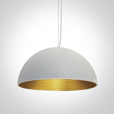 One Light Κρεμαστό Φωτιστικό Bowl Shade LED E27 Αλουμίνιο Λευκό 63022B