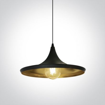 Κρεμαστό Φωτιστικό Retro LED E27 Αλουμίνιο Μαύρο/Brass 63042