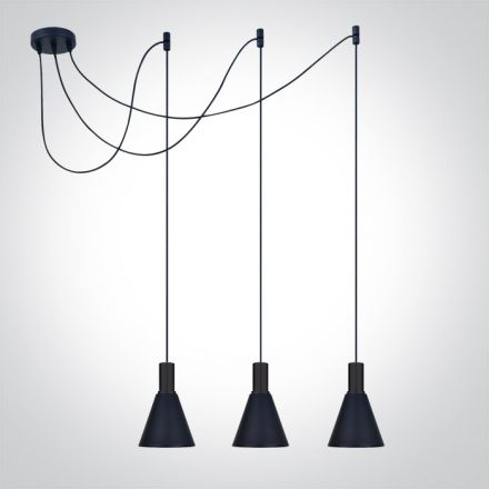 Κρεμαστό Φωτιστικό Cone LED 3xE27 Αλουμίνιο Μαύρο 100-240V