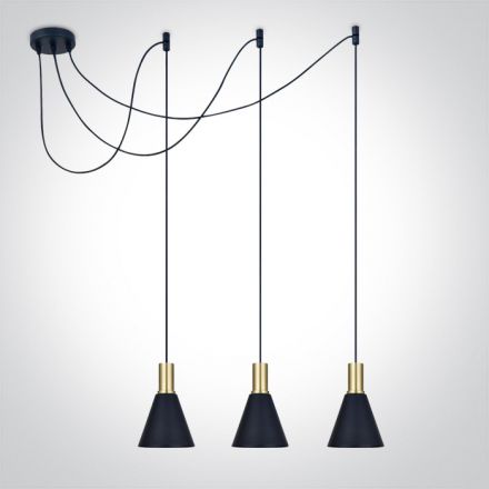 Κρεμαστό Φωτιστικό Cone LED 3xE27 Αλουμίνιο Brushed Brass 100-240V