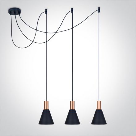Κρεμαστό Φωτιστικό Cone LED 3xE27 Αλουμίνιο Copper 100-240V