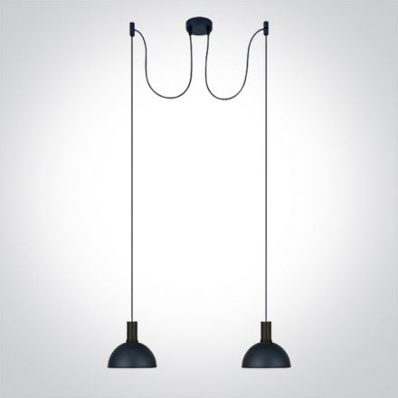 Κρεμαστό Φωτιστικό Round LED 2xE27 Αλουμίνιο Μαύρο 100-240V