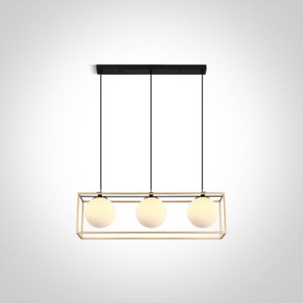 Κρεμαστό Φωτιστικό Nordic LED 3xE14 Μέταλλο/Γυαλί 100-240V Brass
