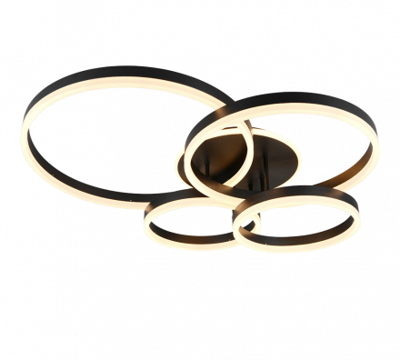 Trio Lighting Πλαφονιέρα LED 50W DRAKE Μαύρο Ματ Μέταλλο