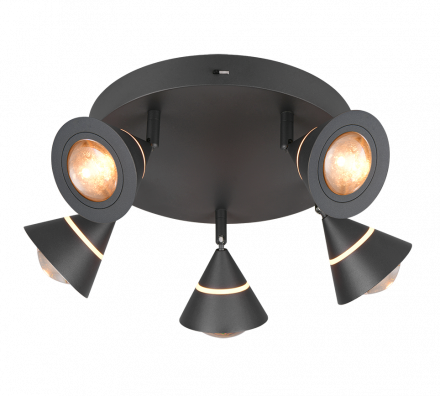 Trio Lighting Πλαφονιέρα LED 5x7W CCT ROMEO Μαύρο Ματ