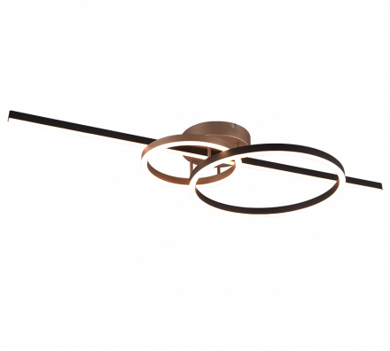 Trio Lighting Πλαφονιέρα LED 54W MONTILLA Μαύρο Ματ-Coffee Μέταλλο
