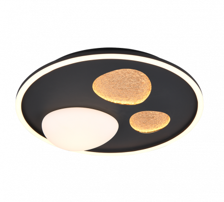 Trio Lighting Πλαφονιέρα LED 36W PEBBLE Μαύρο Ματ Μέταλλο