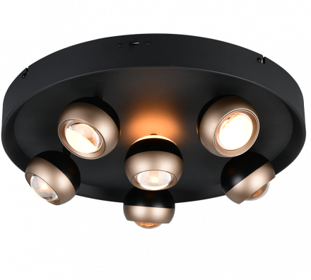 Trio Lighting Πλαφονιέρα LED 40W CCT ORBIT Μαύρο-Coffee