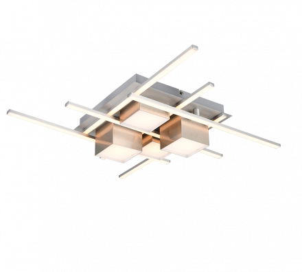 Trio Lighting Πλαφονιέρα LED 35W ROGER Nickel Mat Μέταλλο