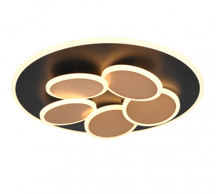 Trio Lighting Πλαφονιέρα LED 35W MANDALA Μαύρο-Χρυσό Μέταλλο