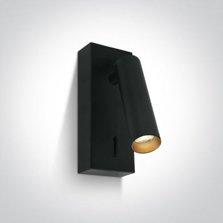 Επίτοιχο Σποτ LED 3W 3000Κ 36° Αλουμίνιο Μαύρο/Brass IP20 230V