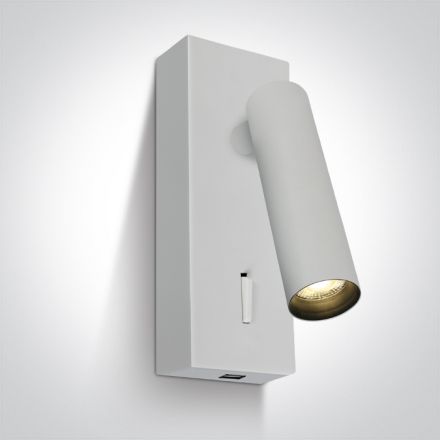 Επίτοιχο Σποτ LED 3W USB 3000Κ 36° Αλουμίνιο Λευκό/Μαύρο IP20 230V
