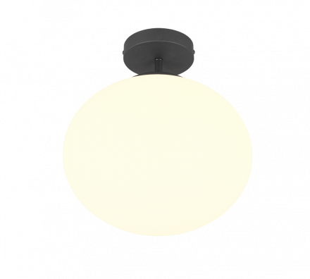 Trio Lighting Πλαφονιέρα 1xE27 FOMENTO Μαύρο Ματ-Λευκό Μέταλλο-Γυαλί