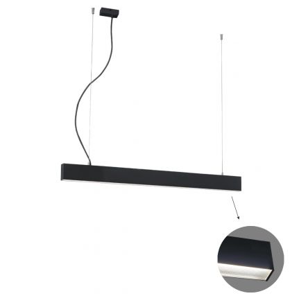 Κρεμαστό Γραμμικό Φωτιστικό LED 30W L1140 3000K Μαύρο Microprismatic Dim. Ciba