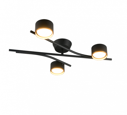 Trio Lighting Πλαφονιέρα 3xGX53 CODA Μαύρο-Χρυσό