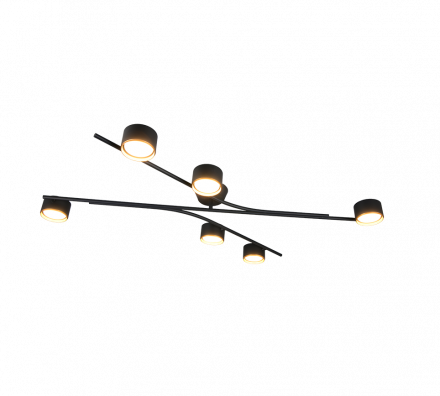 Trio Lighting Πλαφονιέρα 6xGX53 CODA Μαύρο-Χρυσό