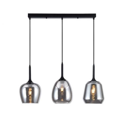 Τρίφωτη Ράγα LED 3xE27 Maeva Γυαλί Smoke