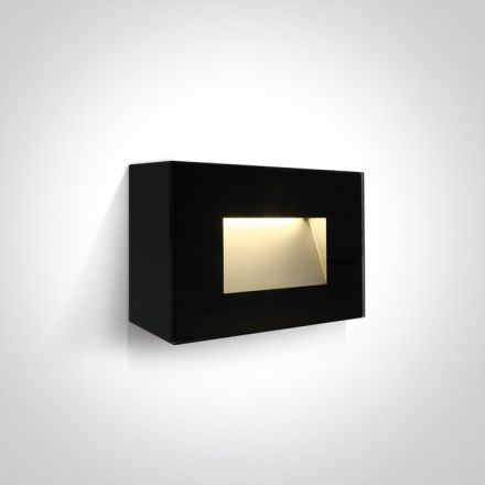 One Light Επίτοιχη Απλίκα LED 4W 3000K Γυαλί/Μέταλλο IP65 Μαύρο Dark Light