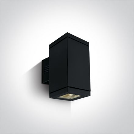 One Light Τετράγωνο Επίτοιχο Φωτιστικό LED 2xE27 PAR30 Die Cast Μαύρο IP54