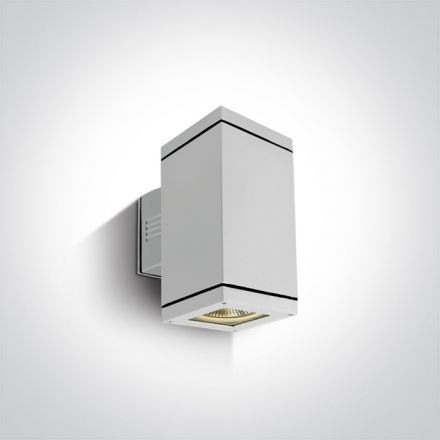 One Light Τετράγωνο Επίτοιχο Φωτιστικό LED 2xE27 PAR30 Die Cast Λευκό IP54