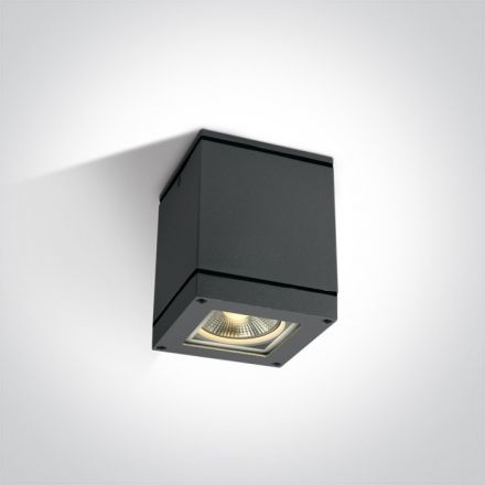 Τετράγωνο Φωτιστικό Οροφής LED E27 PAR30 Die Cast Ανθρακί IP54