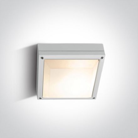 One Light Τετράγωνο Φωτιστικό Οροφής Plafo LED E27 Die Cast Λευκό IP54