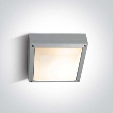 One Light Τετράγωνο Φωτιστικό Οροφής Plafo LED 2xE27 Die Cast Γκρι IP54