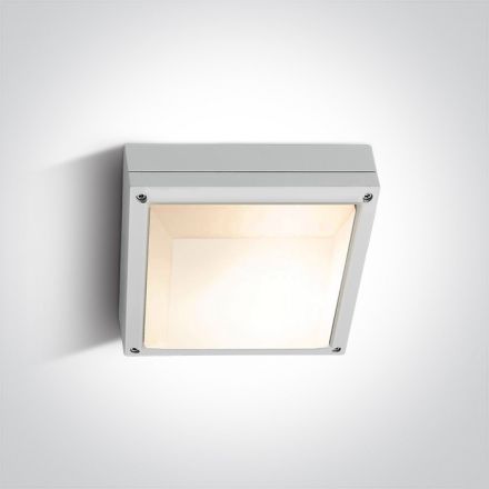 One Light Τετράγωνο Φωτιστικό Οροφής Plafo LED 2xE27 Die Cast Λευκό IP54