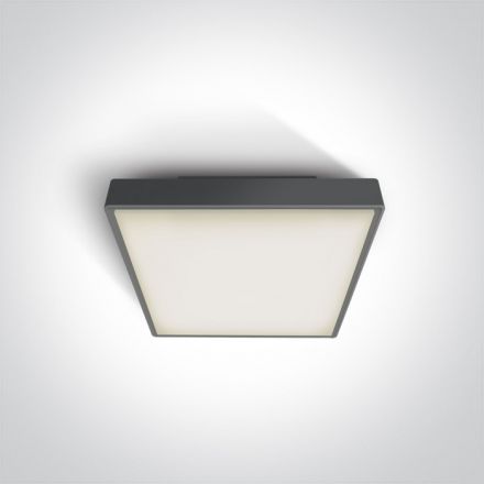 Τετράγωνη Πλαφονιέρα LED 1xE27 100-240V ABS/PC Ανθρακί IP65