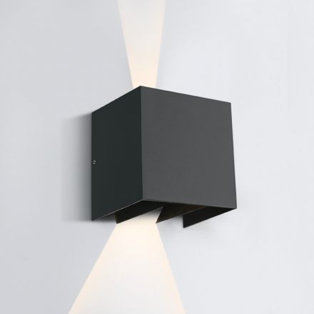 One Light Επίτοιχη Απλίκα Up-Down LED 2x3W 3000K Ρυθμιζόμενη Δέσμη Die Cast IP54 Ανθρακί