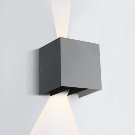 Επίτοιχη Απλίκα Up-Down LED 2x3W 3000K Ρυθμιζόμενη Δέσμη Die Cast IP54 Γκρι