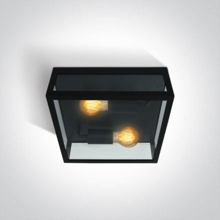 Πλαφονιέρα LED 2xE27 Ανοξείδωτο Ατσάλι 201 Μαύρο IP43 100-240V