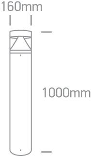 One Light Κολωνάκι LED 20W 3000K Die Cast Ανθρακί 100cm IP65 230V