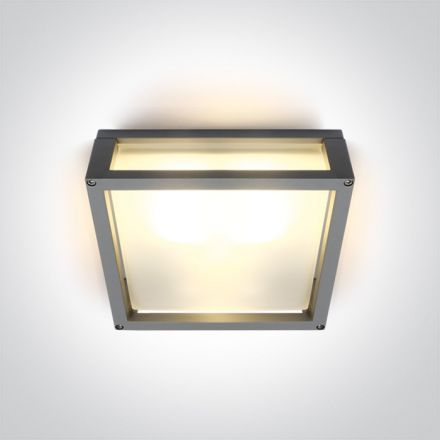 One Light Φωτιστικό Οροφής LED 2xE27 Die Cast/Γυαλί IP54 100-240V Γκρι