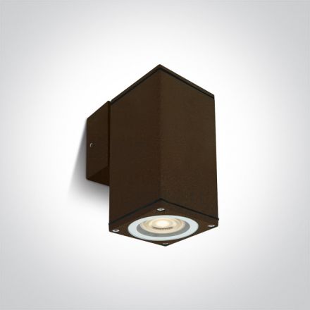 Επίτοιχη Απλίκα LED GU10 MR16 Cube Die Cast IP54 100-240V Καφέ Σκουριά 67426B
