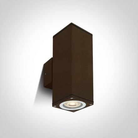 Επίτοιχη Απλίκα LED 2xGU10 MR16 Cube Die Cast IP54 100-240V Καφέ Σκουριά 67426C