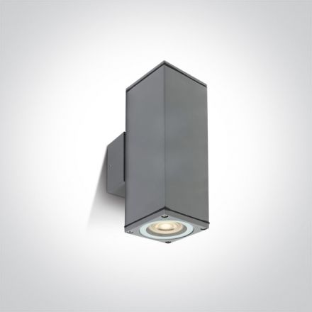 Επίτοιχη Απλίκα LED 2xGU10 MR16 Cube Die Cast IP54 100-240V Γκρι 67426C