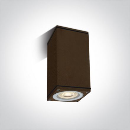 One Light Spot Οροφής LED GU10 MR16 Cube Die Cast IP54 100-240V Καφέ Σκουριά