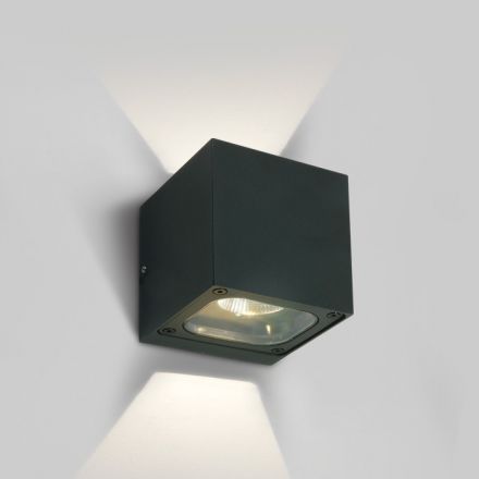 One Light Επίτοιχη Απλίκα Cube COB LED 2x6W 3000K Die Cast IP65 Ανθρακί