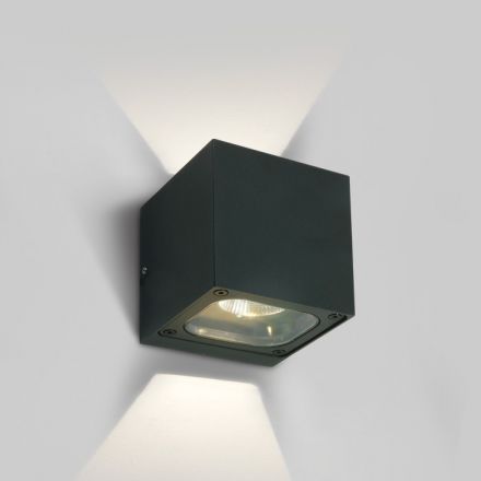 Επίτοιχη Απλίκα Cube COB LED 2x6W 3000K Die Cast IP65 Ανθρακί