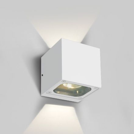One Light Επίτοιχη Απλίκα Cube COB LED 2x6W 3000K Die Cast IP65 Λευκό