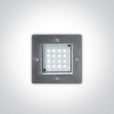 One Light Χωνευτό Φωτιστικό SMD LED 1.6W Μπλε Ανοξείδωτο Ατσάλι IP54 230V
