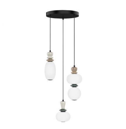 Gemma Κρεμαστό Τρίφωτο LED 19W 3000K Γυαλί Οπάλ 