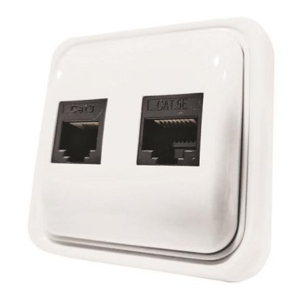 Πριζα Μινι Τηλεφωνου Διπλη Rj11 & Rj45 Λευκη IP20