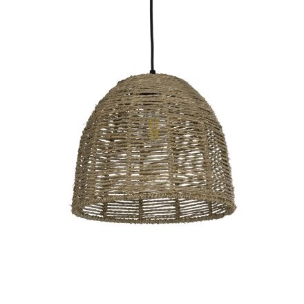 MEKA 204-0162 Boho Κρεμαστό Φωτιστικό Καμπάνα Μονόφωτο 1 x E27 IP20 Καφε Σχοινί - Μ31 x Π31 x Υ26cm
