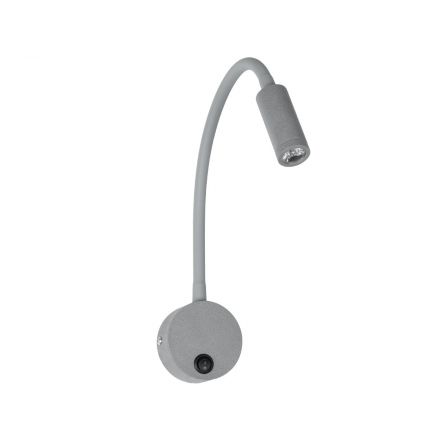 GOOSE 61689 Φωτιστικό Τοίχου - Απλίκα LED 3W 300lm 36° AC 220-240V IP20 - Reading Light - Θερμό Λευκό 2700K Γκρι Αλουμίνιο - Μ6.5 x Π22.5 x Υ23cm - 5 Xρόνια Εγγύηση