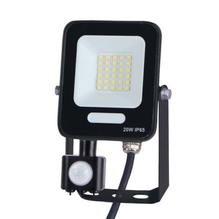 Προβολέας LED 20W SMD Με Περιστρεφόμενο Ανιχνευτή Κίνησης Μαύρος IP54 6500K Plus